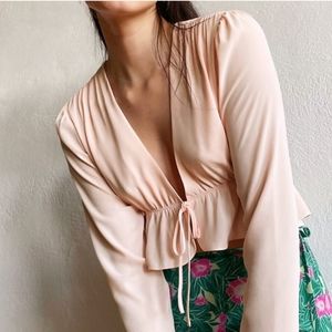 Aritzia Sunday Best cropped Tie Blouse